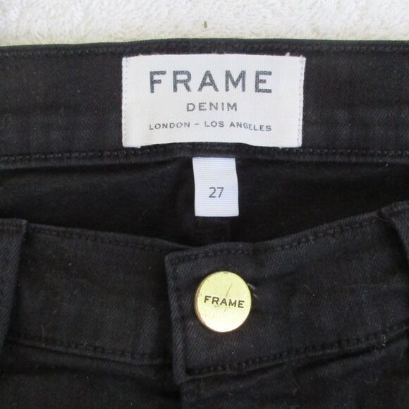 FRAME Denim Black Jeans Size 27 Skinny Distressed - Picture 13 of 13